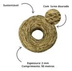 Fio De Juta C/ Lurex 2mm - 1 Rolo - Imagem 2