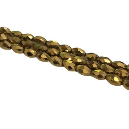 Fio Hematita Sextavado 3x6mm Dourado – 1 Fio