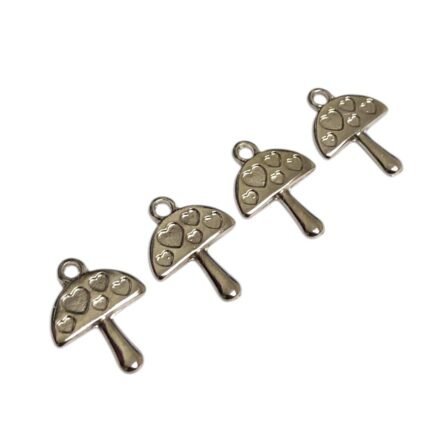 Pingente Cogumelo C/ Coração 18mm Níquel - 1 Und