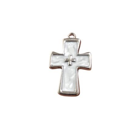 Pingente Cruz C/ Resina 21x33mm Níquel - 1 Und