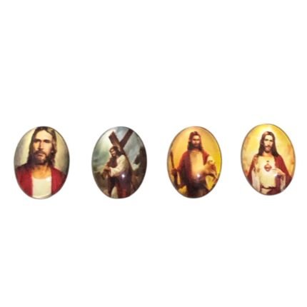 Aplique Religioso Oval 13x18mm Resina - 1 Und