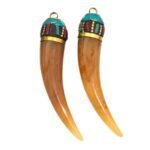 Pingente Chifre 10,5cm C/ Resina Dourado – 1 Und