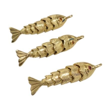 Pingente Peixe Articulado 38mm Dourado – 1 Und