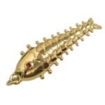 Pingente Peixe Articulado 16x62mm Dourado - 1 Und