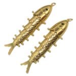 Pingente Peixe Articulado 20x83mm Dourado – 1 Und