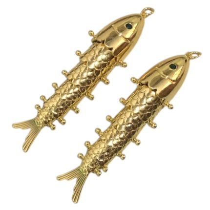 Pingente Peixe Articulado 20x83mm Dourado – 1 Und