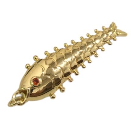 Pingente Peixe Articulado 16x62mm Dourado - 1 Und