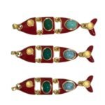 Pingente Peixe Articulado 56mm C/Resina Dourado – 1 Und