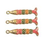 Pingente Peixe C/ Resina 53mm Dourado - 1 Und