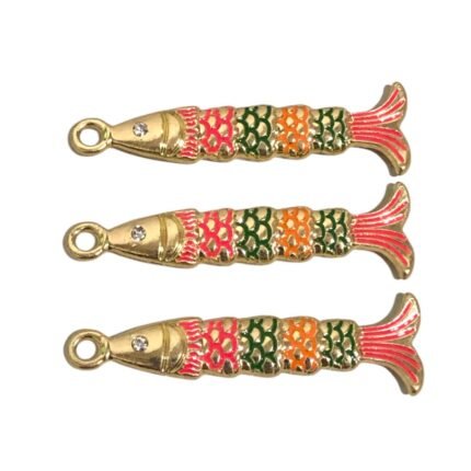Pingente Peixe C/ Resina 53mm Dourado - 1 Und
