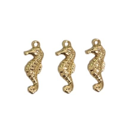 Pingente Cavalo Marinho 8x21mm Dourado - 1 Und