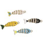 Pingente Peixe C/ Resina 9x31mm Dourado - 1 Und