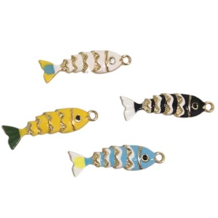 Pingente Peixe C/ Resina 9x31mm Dourado - 1 Und