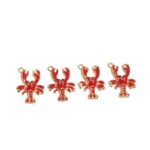 Pingente Lagosta 18x24mm C/ Resina Dourado - 1 Und