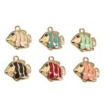 Pingente Peixe 17mm C/ Resina Dourado - 1 Und