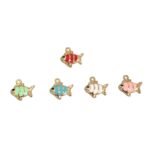 Pingente Peixe 7mm C/ Resina Dourado - 1 Und