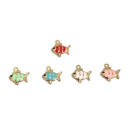 Pingente Peixe 7mm C/ Resina Dourado - 1 Und