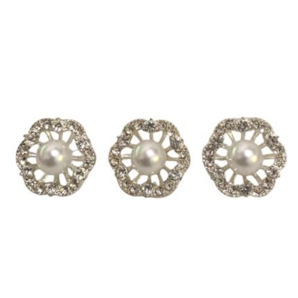Botão Flor 18mm C/ Strass Níquel - 1 Und