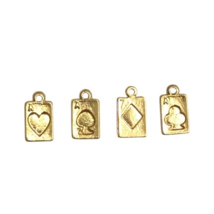 Pingente Carta de Baralho 15mm Dourado - 1 Und