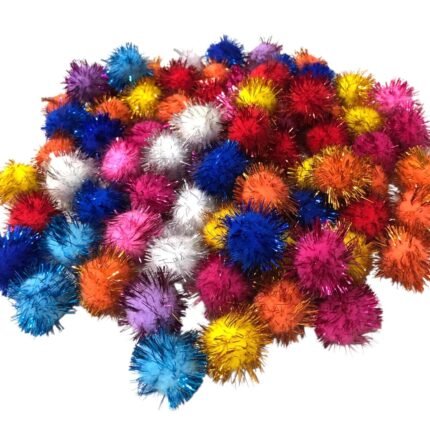 Pom Pom Sintético 25mm C/ Fio Metalizado - 1 Und