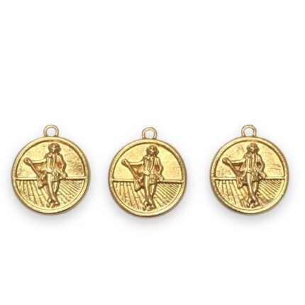 Pingente Redondo Zé Pilintra 28mm Dourado - 1 Und