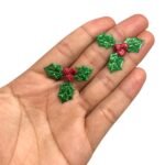 Aplique Folha Natalina 3,5cm Tecido - 10 Unds - Imagem 2