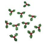 Aplique Folha Natalina 3,5cm Tecido - 10 Unds