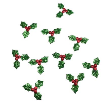 Aplique Folha Natalina 3,5cm Tecido - 10 Unds